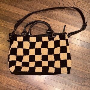 Cleobella Black and Tan Checkered Shoulder Bag